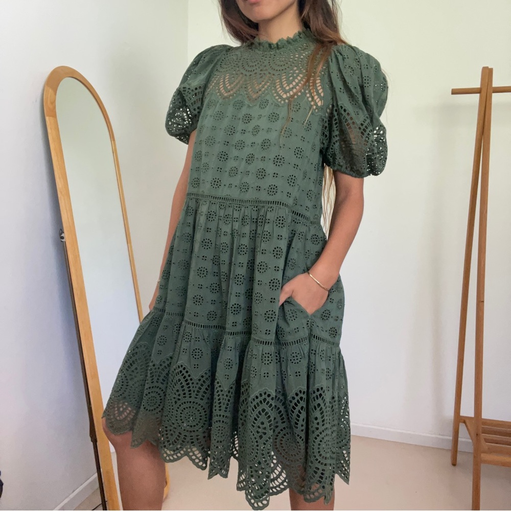 Ulla Johnson | Puff Sleeve Anglaise Embroidered Midi Dress